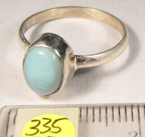 Foto Edelstein-Ringe in Sterlingsilber: ovaler Larimar-Cabochon