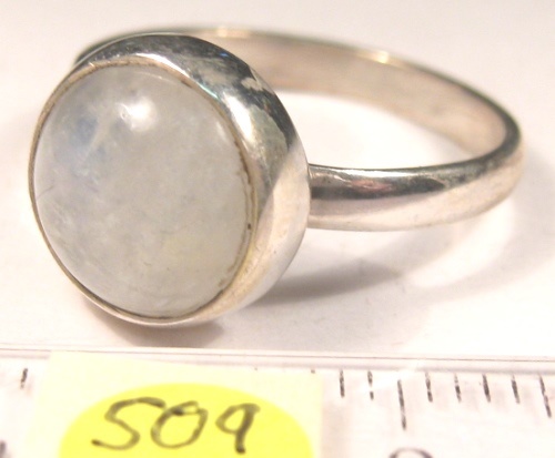 Foto Edelstein-Ringe in Sterlingsilber: runder Regenbogenmondstein-Cabochon