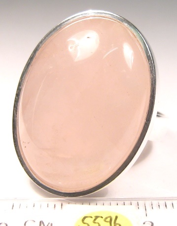 Foto Edelstein-Ringe in Sterlingsilber: ovaler Rosenquarz-Cabochon