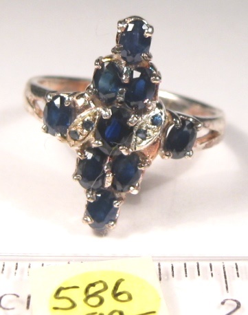 Foto Edelstein-Ringe in Sterlingsilber: blaues Saphir-Kreuz