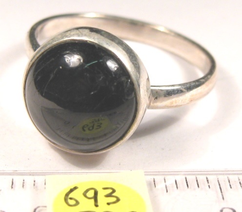 Foto Edelstein-Ringe in Sterlingsilber: runder Sterndiopsid-Cabochon