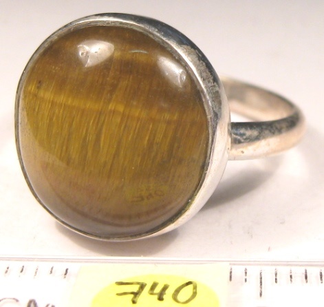 Foto Edelstein-Ringe in Sterlingsilber: runder Tigerauge-Cabochon