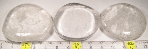 Foto Edelsteine: Bergkristall drei Scheibensteine / Trommelsteine