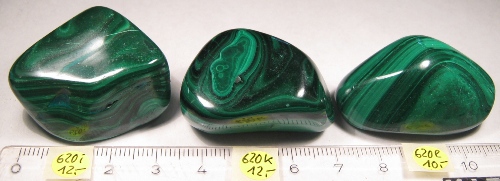 Foto Edelsteine: Malachit drei Trommelsteine